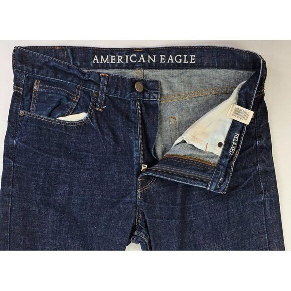 American Eagle Outfitters Size 36X34 Mens Relaxed Blue Denim Logo Cotton Jeans - Picture 9 of 11